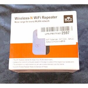 Wireless-N WiFi Repeater 300Mbps 2.4GHz WPS 1 LAN Ethernet RJ-45 White